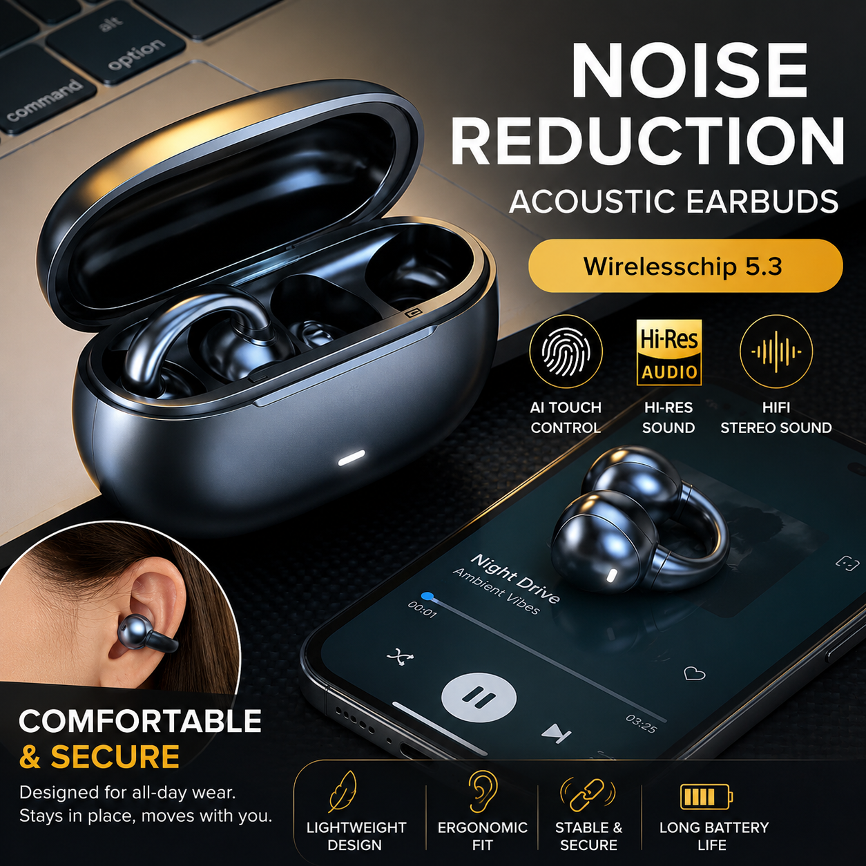 Wireless Clip-On Earbuds