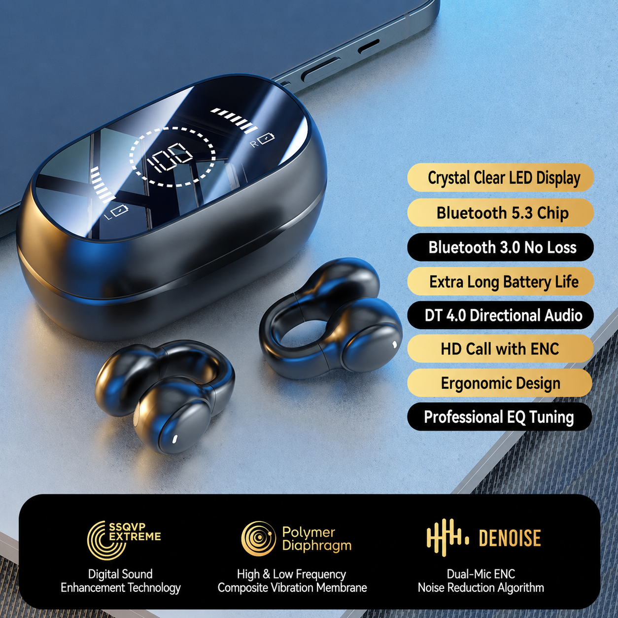 M55 Bone Conduction Bluetooth Earphones for Sports